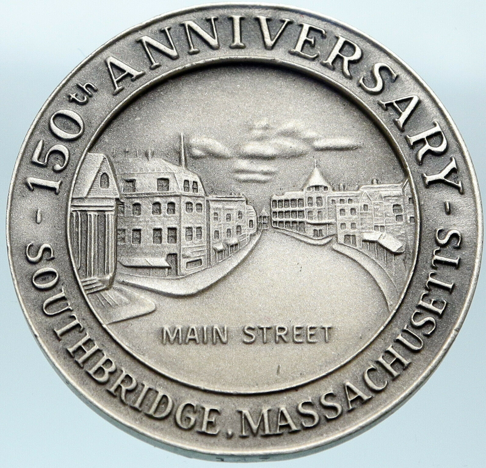 1966 USA Southbridge MASSACHUSETTS 150th Main Street Genuine Silver Medal i82757