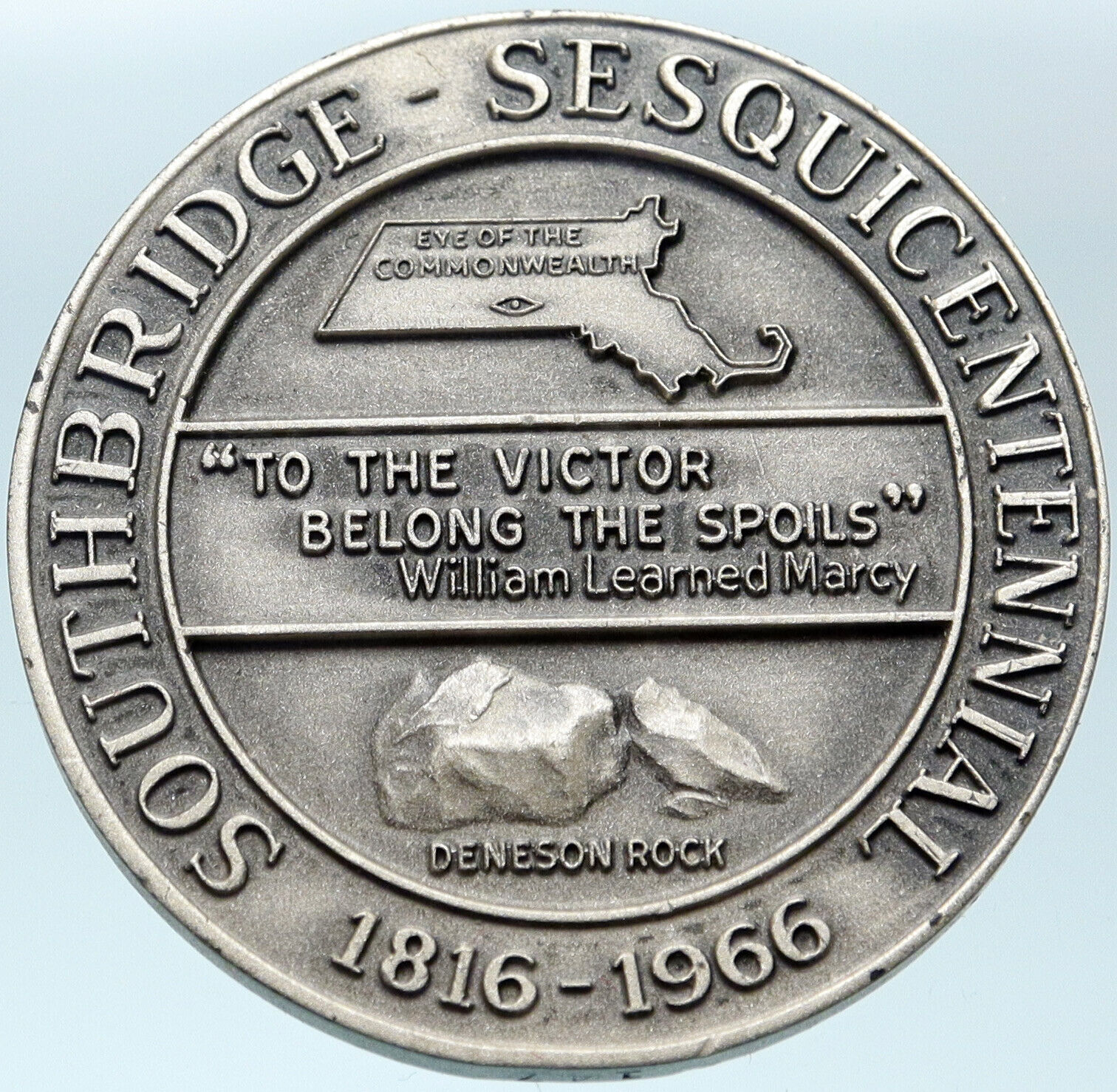 1966 USA Southbridge MASSACHUSETTS 150th Main Street Genuine Silver Medal i82757