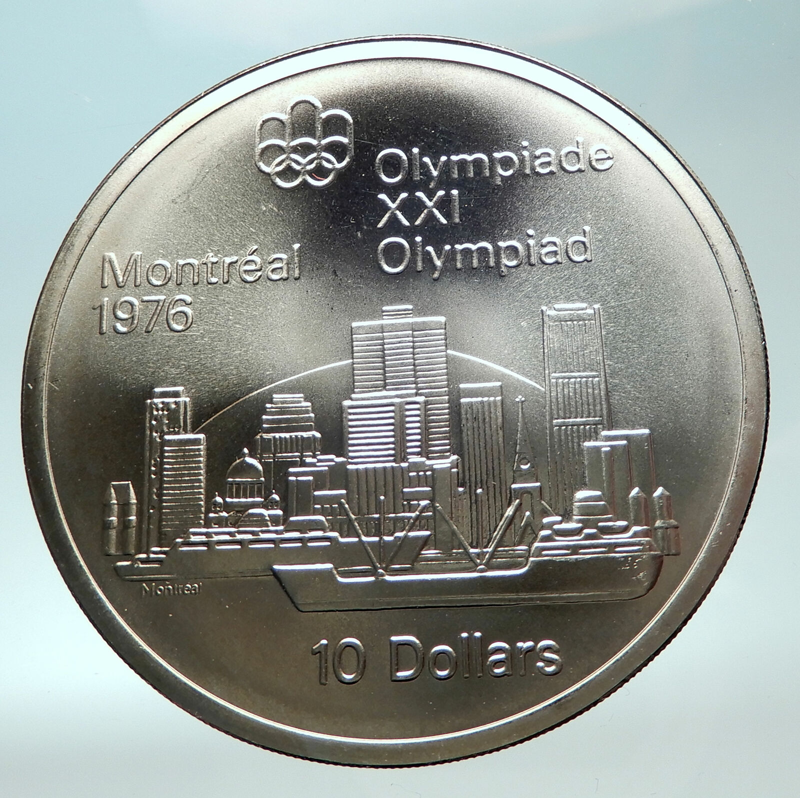 1973 CANADA UK Queen Elizabeth II Olympics Montreal City Silver $10 Coin i82285