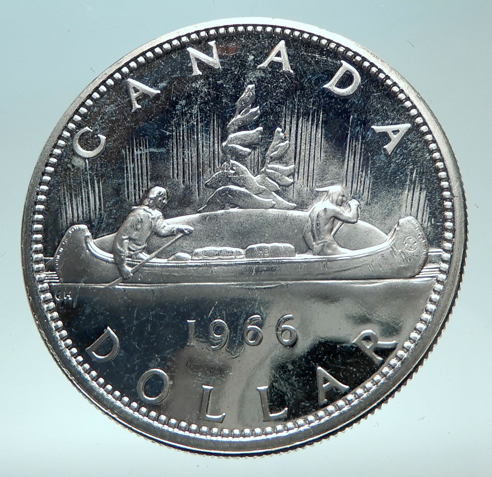 1966 CANADA w UK Queen Elizabeth II Voyagers Genuine Silver Dollar Coin i82300