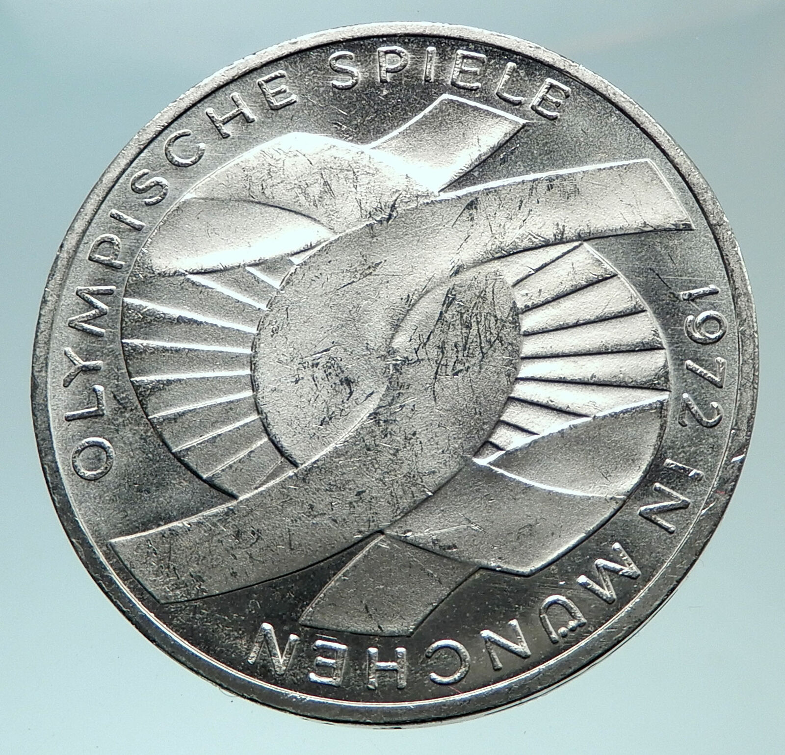 1972 Germany Munich Summer Olympics Games Schleife 10 Mark Silver Coin i82410