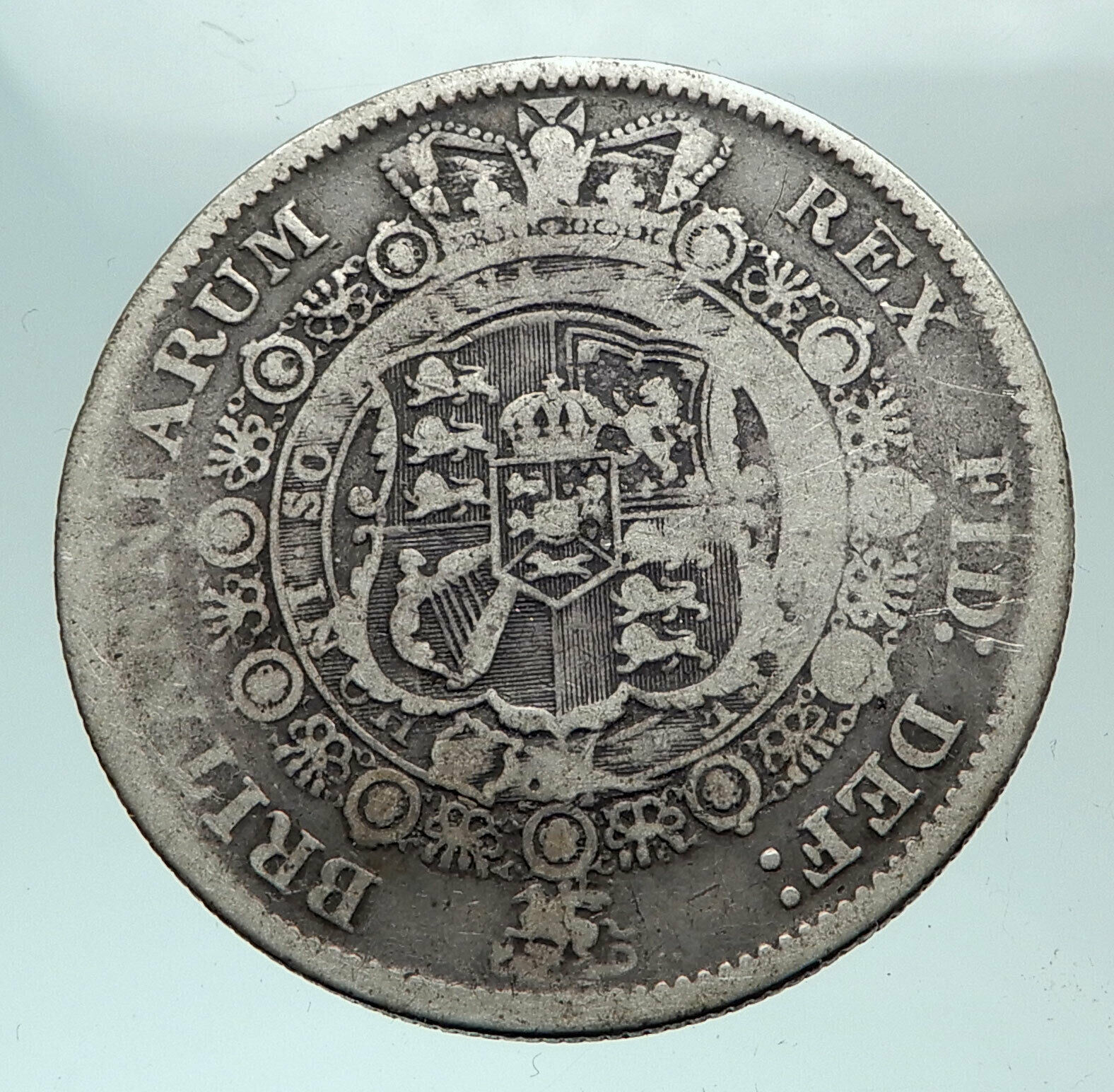 1817 UK Great Britain United Kingdom KING GEORGE III Silver 1/2Crown Coin i82094