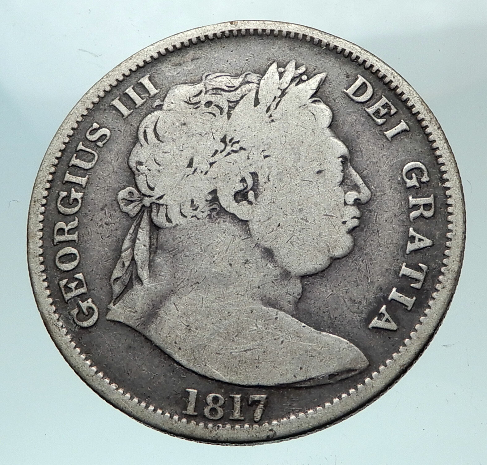 1817 UK Great Britain United Kingdom KING GEORGE III Silver 1/2Crown Coin i82094