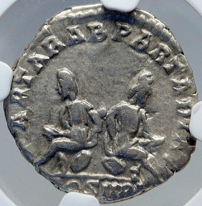 SEPTIMIUS SEVERUS Authentic Ancient 195AD Silver Roman Coin CAPTIVES NGC i82591