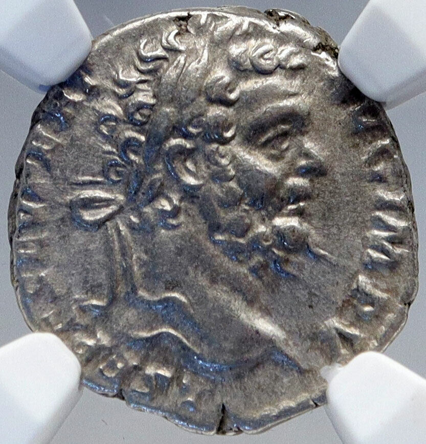 SEPTIMIUS SEVERUS Authentic Ancient 195AD Silver Roman Coin CAPTIVES NGC i82591