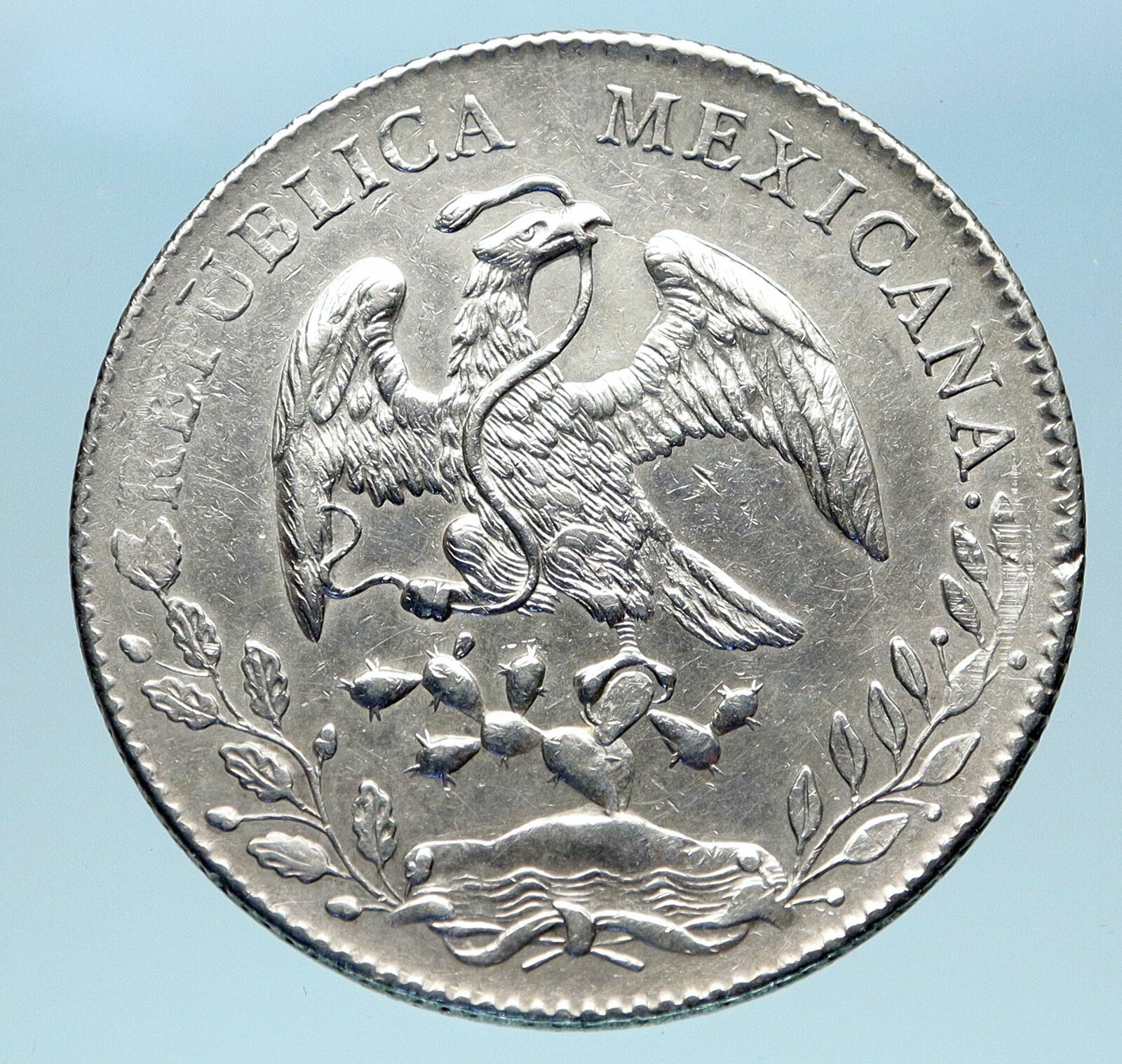 1891 Zs FZ MEXICO Large Eagle Sun Antique Mexican Silver 8 Reales Coin i82970