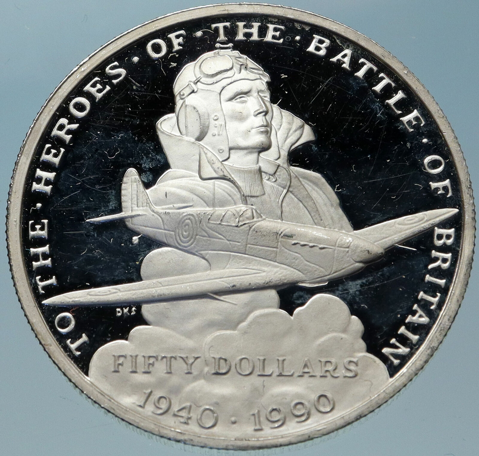 1990 MARSHALL ISLANDS Battle of Britain HERO Proof Silver 50 Dollars Coin i82385