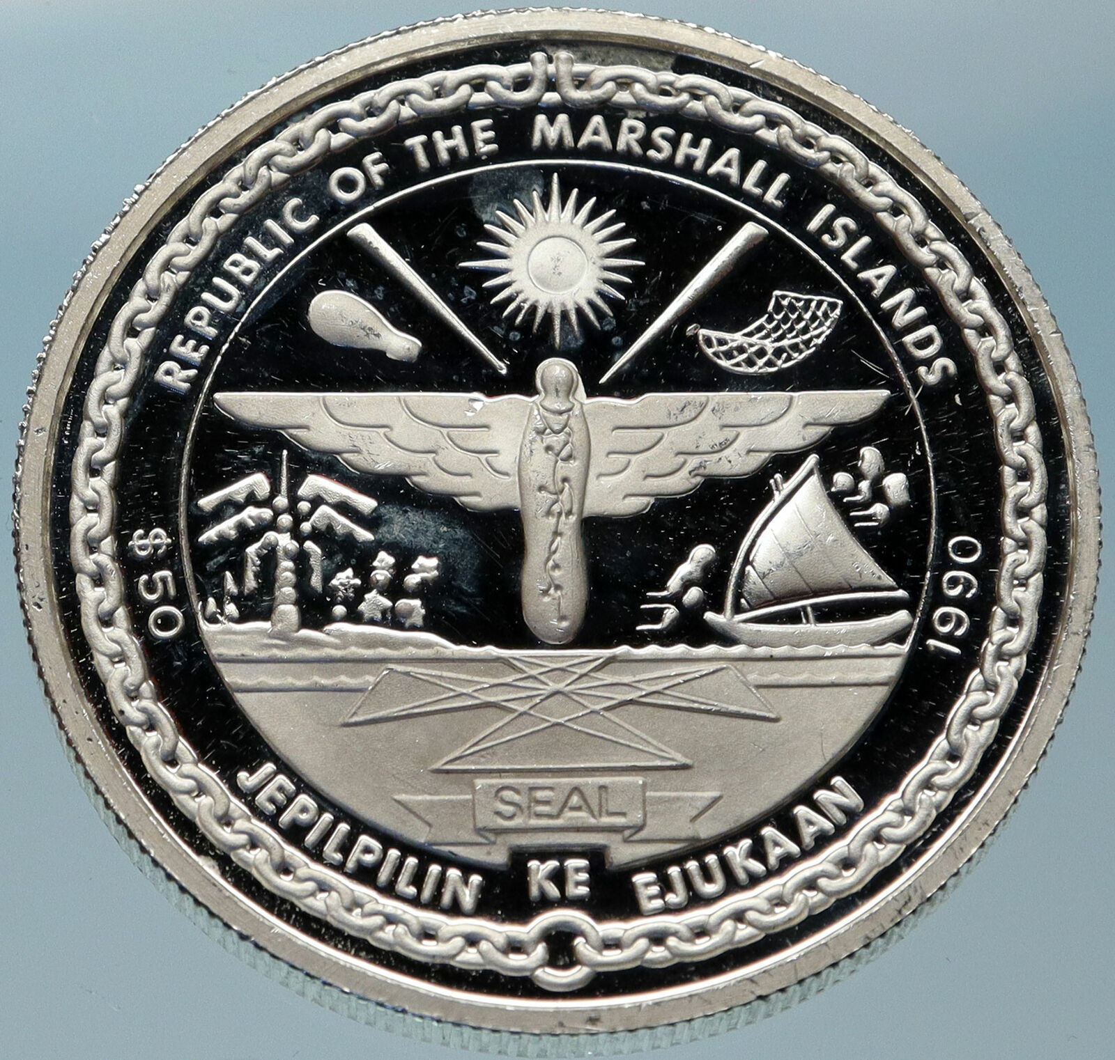 1990 MARSHALL ISLANDS Battle of Britain HERO Proof Silver 50 Dollars Coin i82385