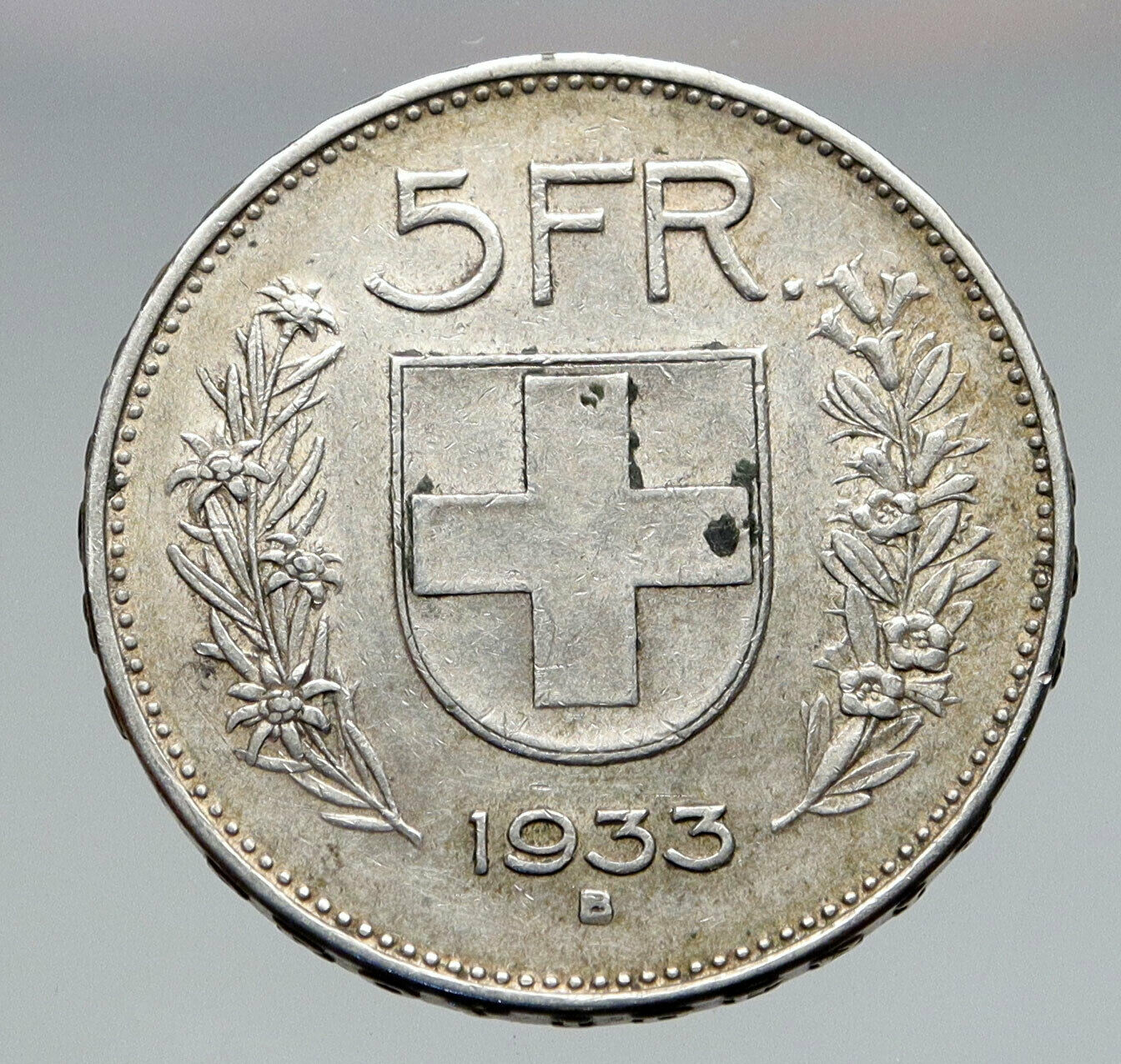 1933 Switzerland Founding HERO WILLIAM TELL 5 Francs Silver Swiss Coin i83056