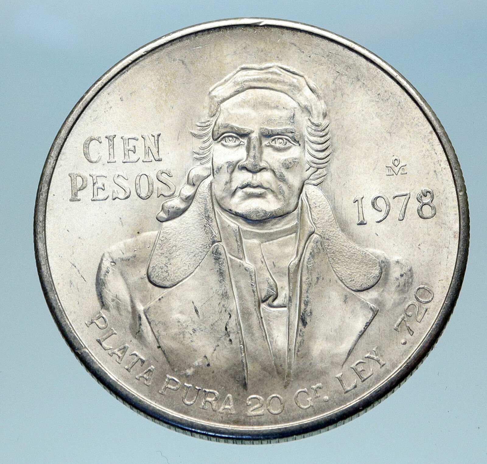 1978 Mexican Independence HERO Jose Maria Morelos Silver 100 Peso Coin i82982