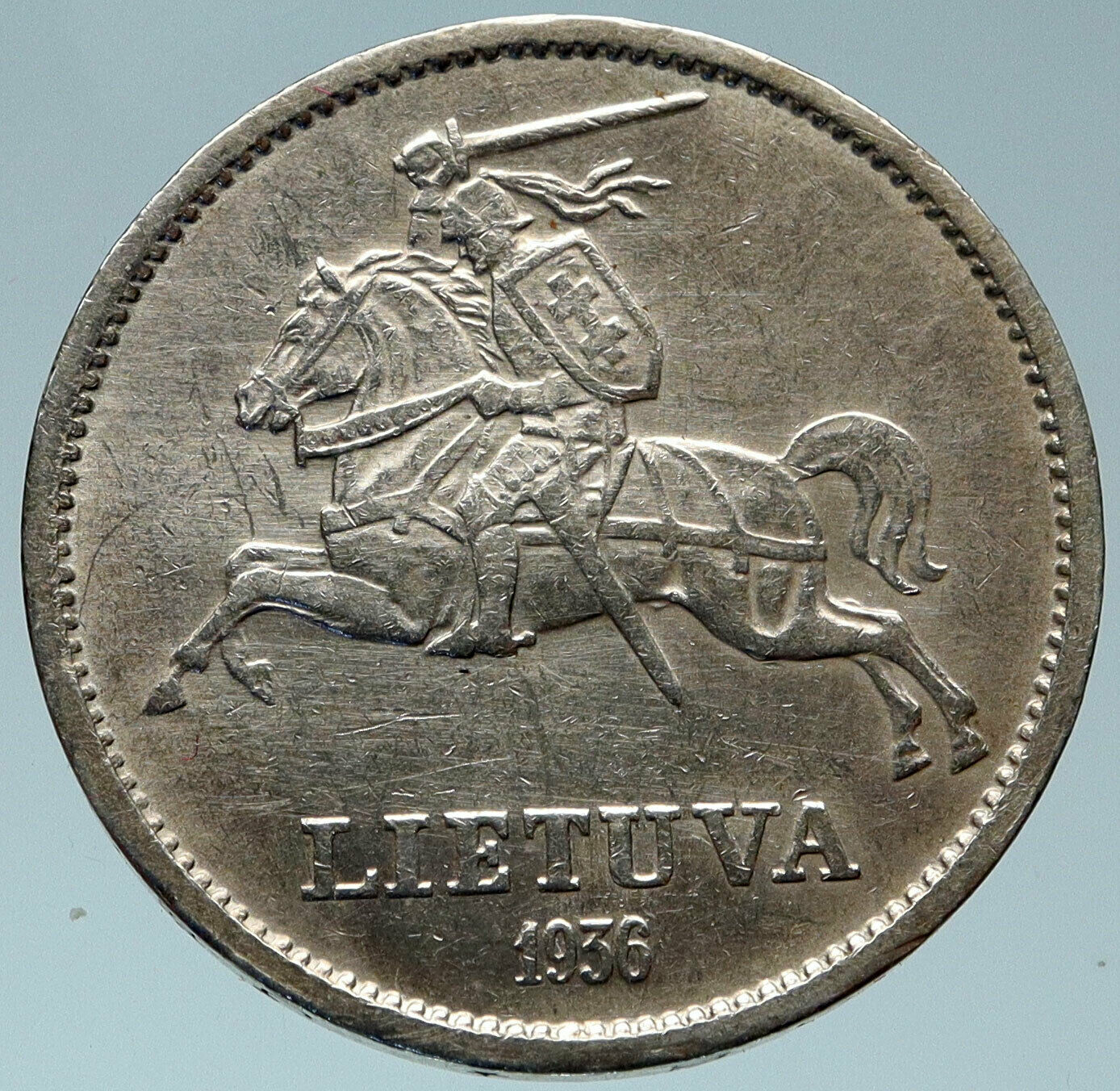 1936 LITHUANIA VYTAUTAS the GREAT Vintage Silver 10 Litai Lithuanian Coin i82933