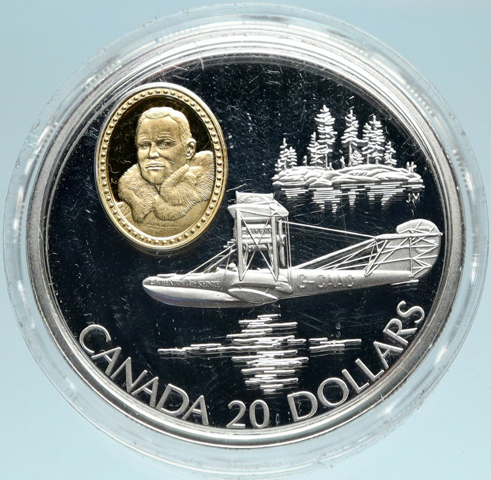 1994 CANADA UK Queen Elizabeth II CURTIS HS-2L Seaplane Silver $20 Coin i82794