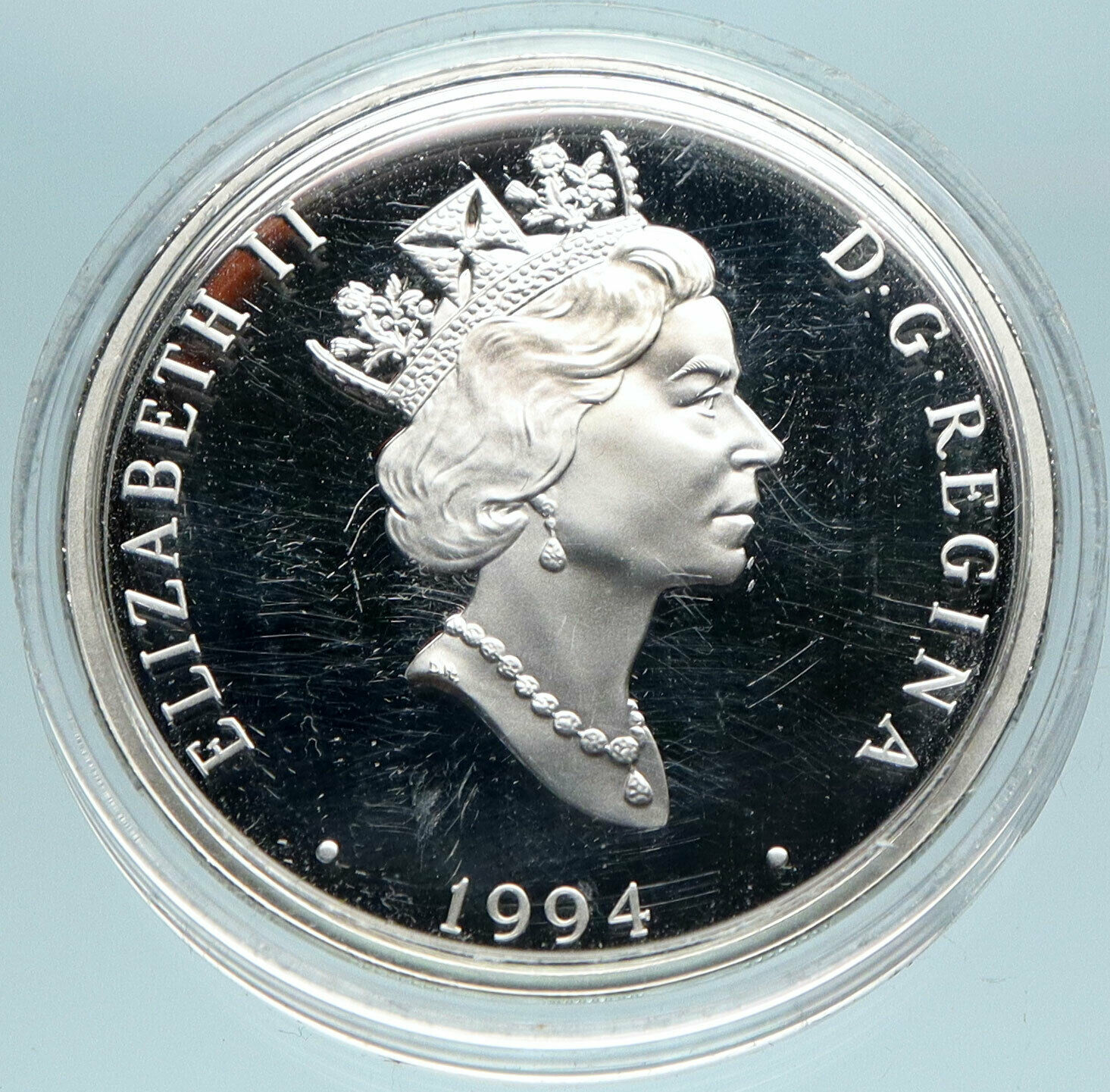 1994 CANADA UK Queen Elizabeth II CURTIS HS-2L Seaplane Silver $20 Coin i82794