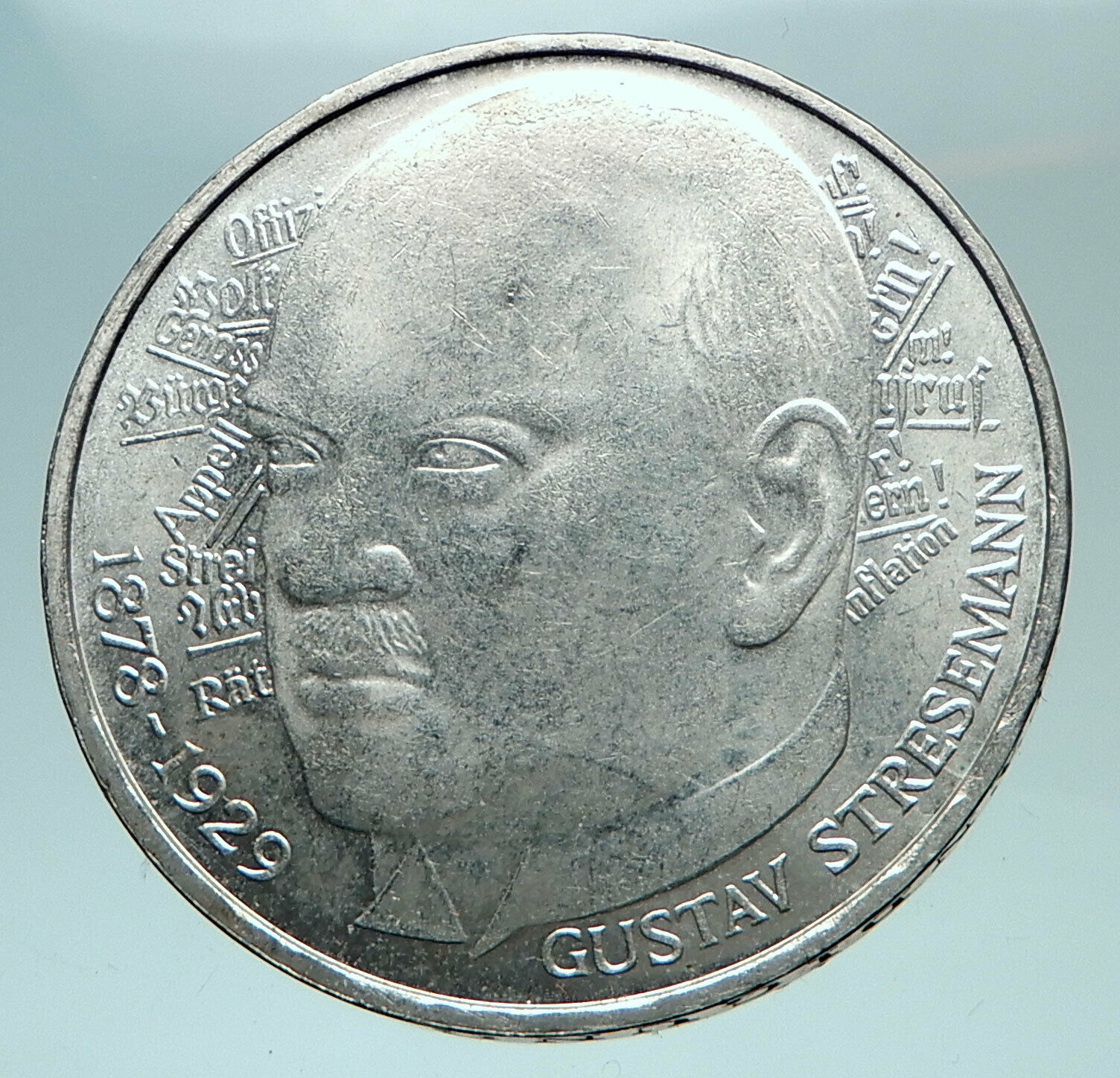 1978 GERMANY Gustav Stresemann Genuine Proof Silver German 5 Mark Coin i82640