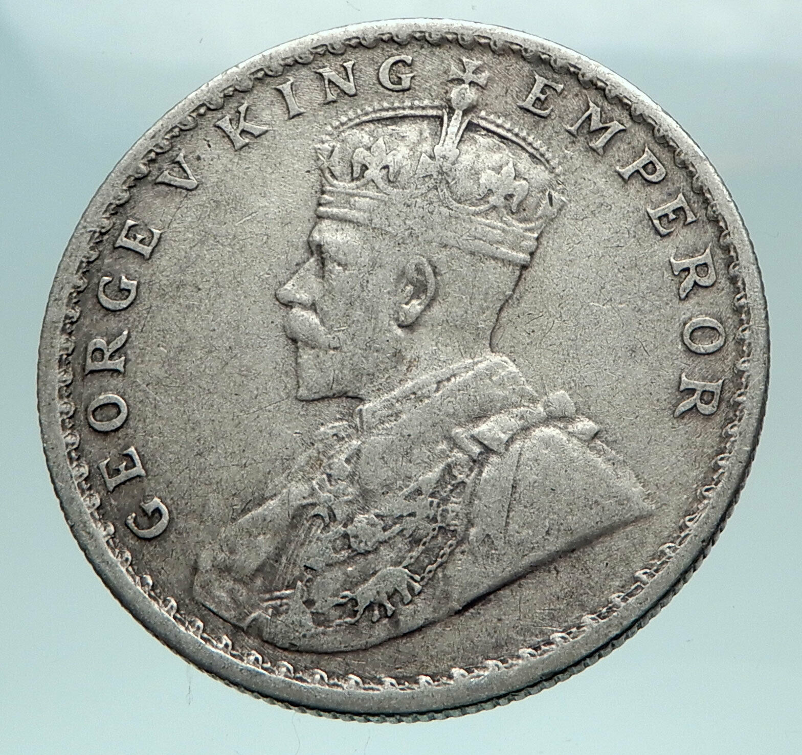 1916 INDIA UK King George V Silver Antique RUPEE Vintage Indian Coin i82566