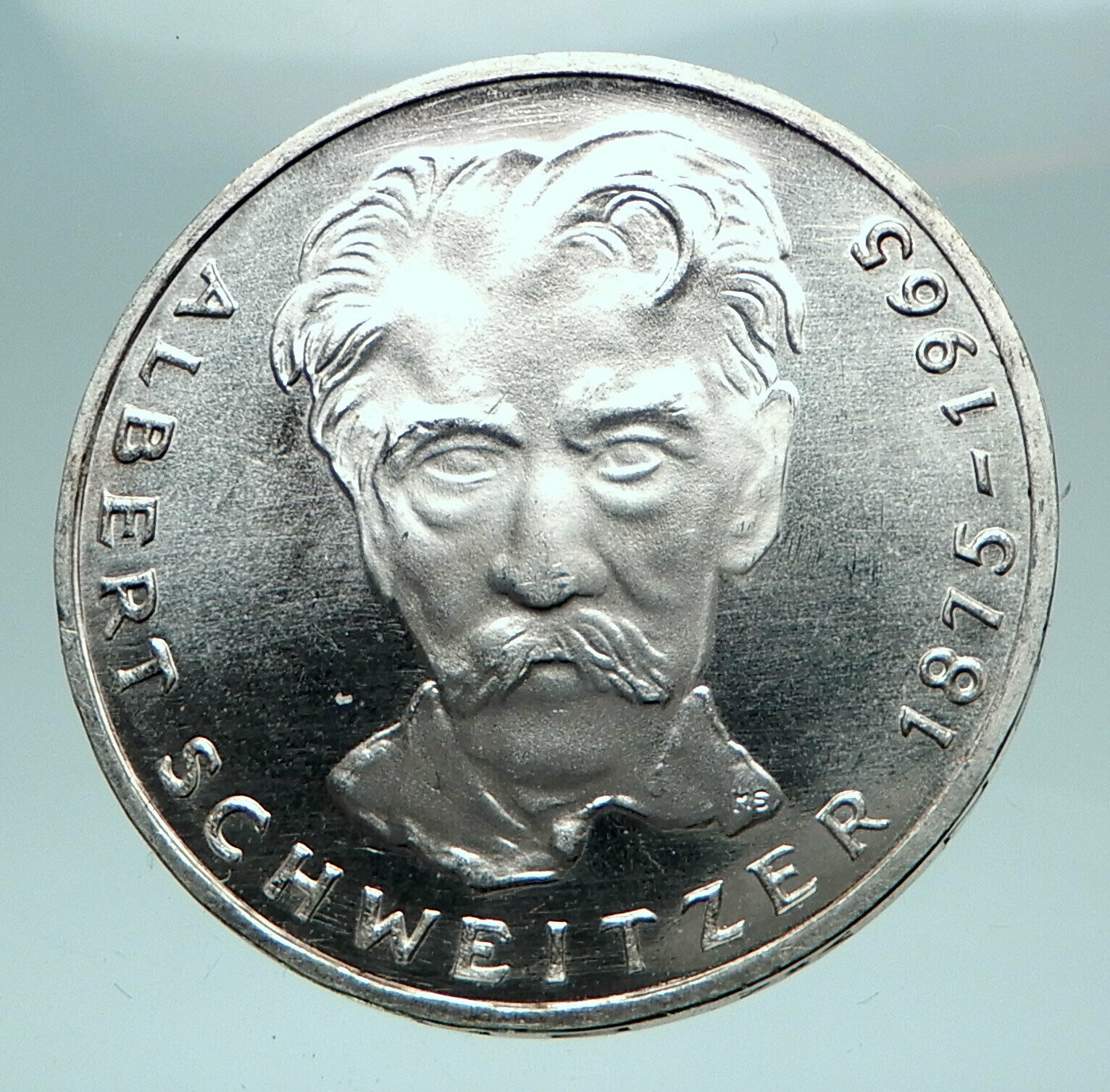 1975 GERMANY Silver 5 Mark Coin GERMAN Nobel Prize Hero Albert Schweitzer i82641