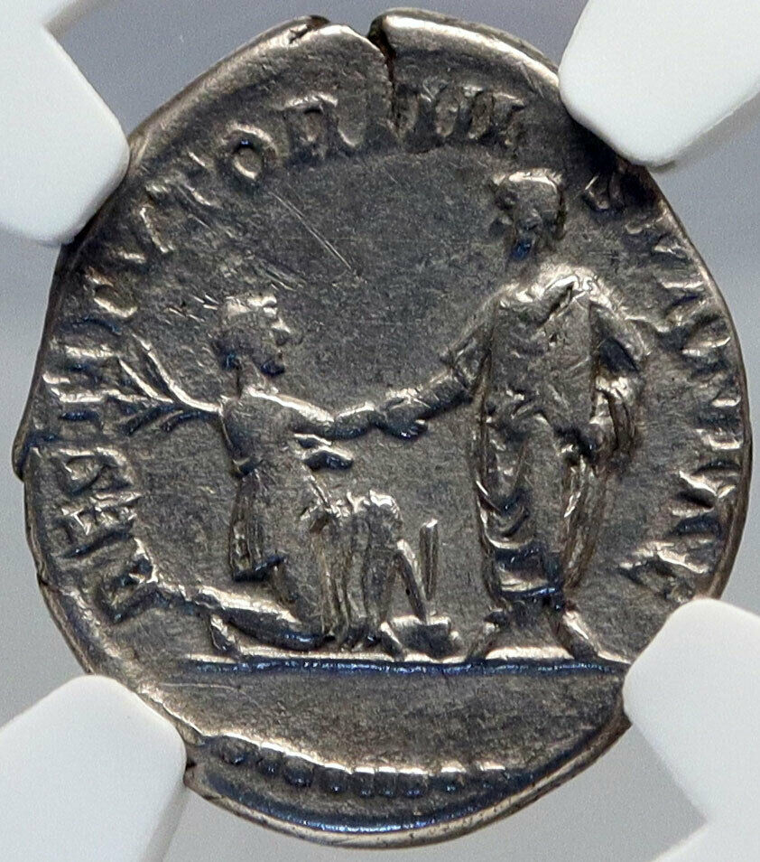 HADRIAN RESTITVOR of SPAIN HISPANIA 134AD Silver Roman Coin Rabbit NGC i82615