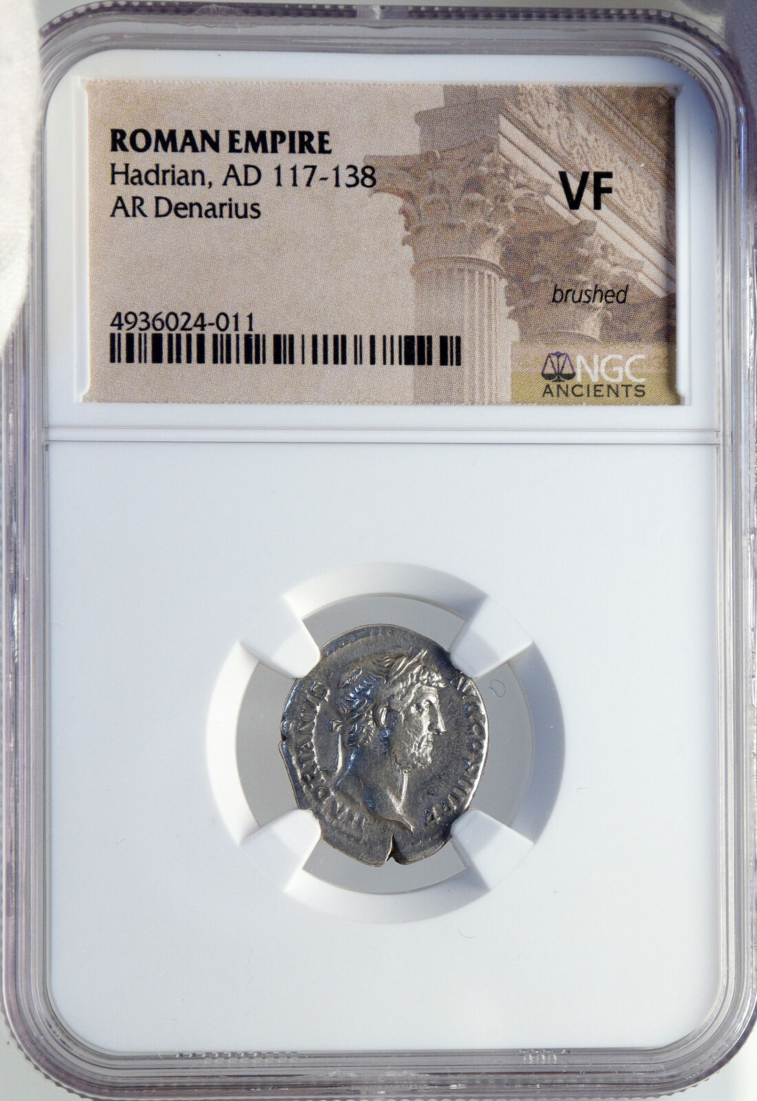 HADRIAN RESTITVOR of SPAIN HISPANIA 134AD Silver Roman Coin Rabbit NGC i82615