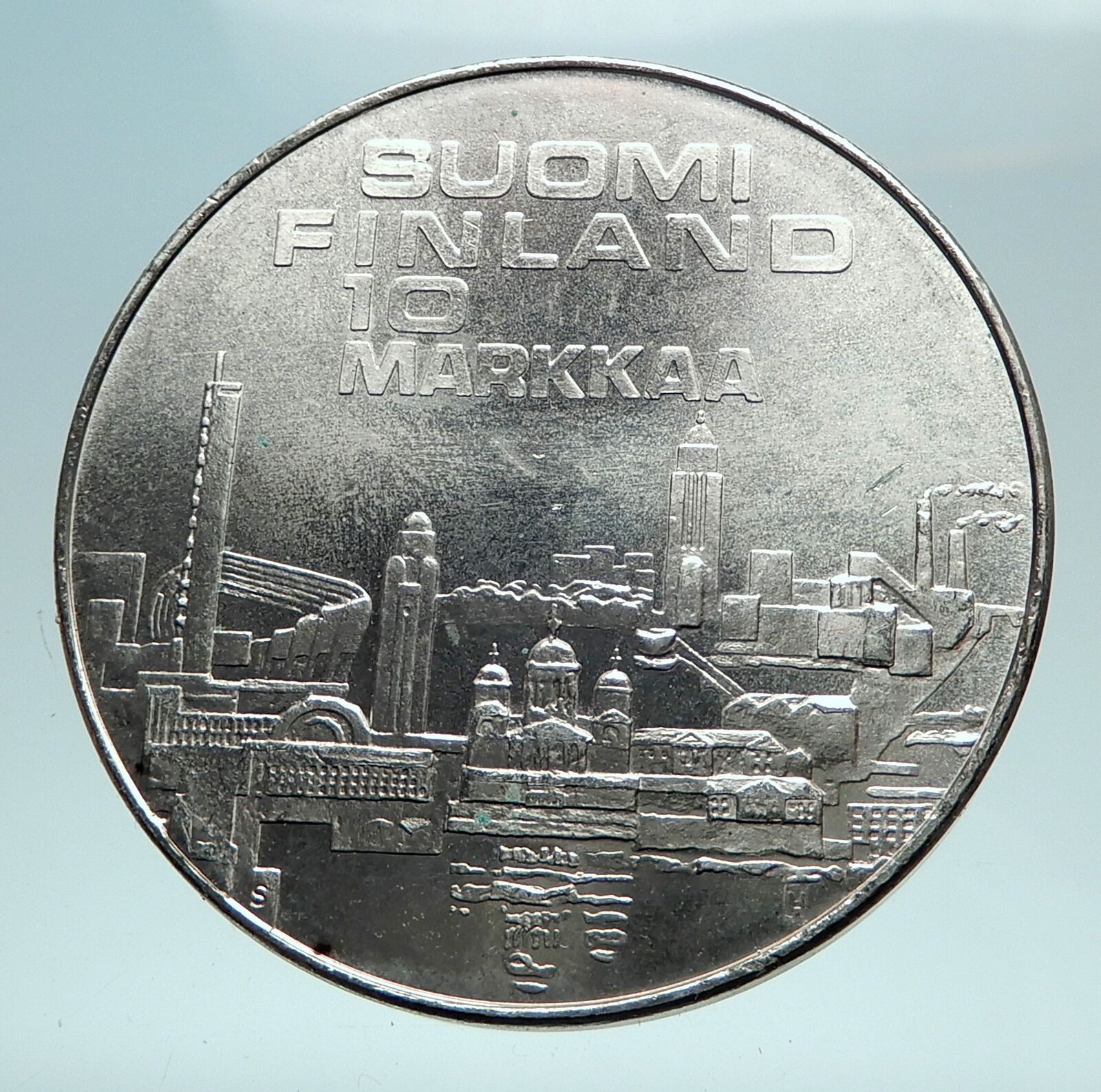 1971 FINLAND European Athletic Games TRACK Genuine Silver 10 Markkaa Coin i82556