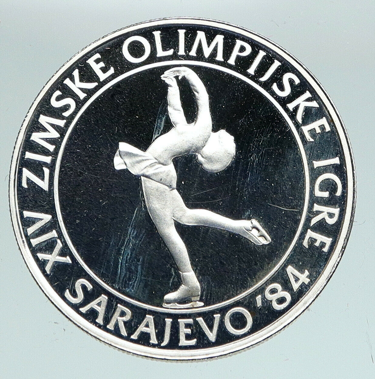 1983 YUGOSLAVIA Sarajevo XIV Olympic Games Figure Skating Silver 100 Coin i91565