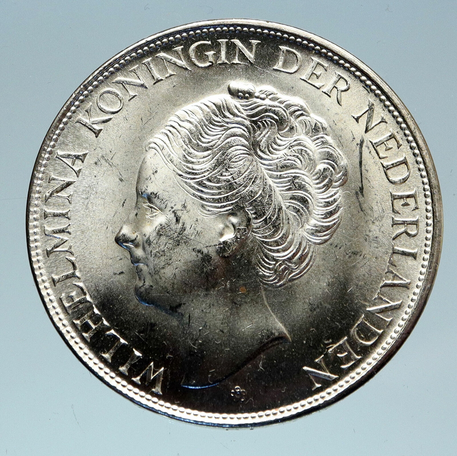 1944 CURACAO Netherlands Kingdom Queen WILHELMINA Silver 2.5 Gulden Coin i83067