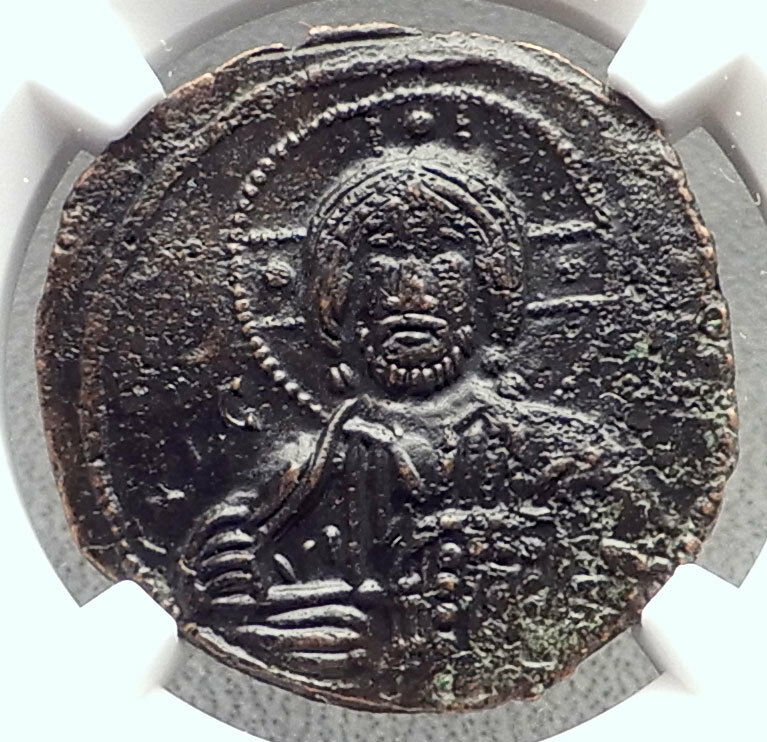 JESUS CHRIST Class A3 Anonymous Ancient 1020AD Byzantine Follis Coin NGC i72348