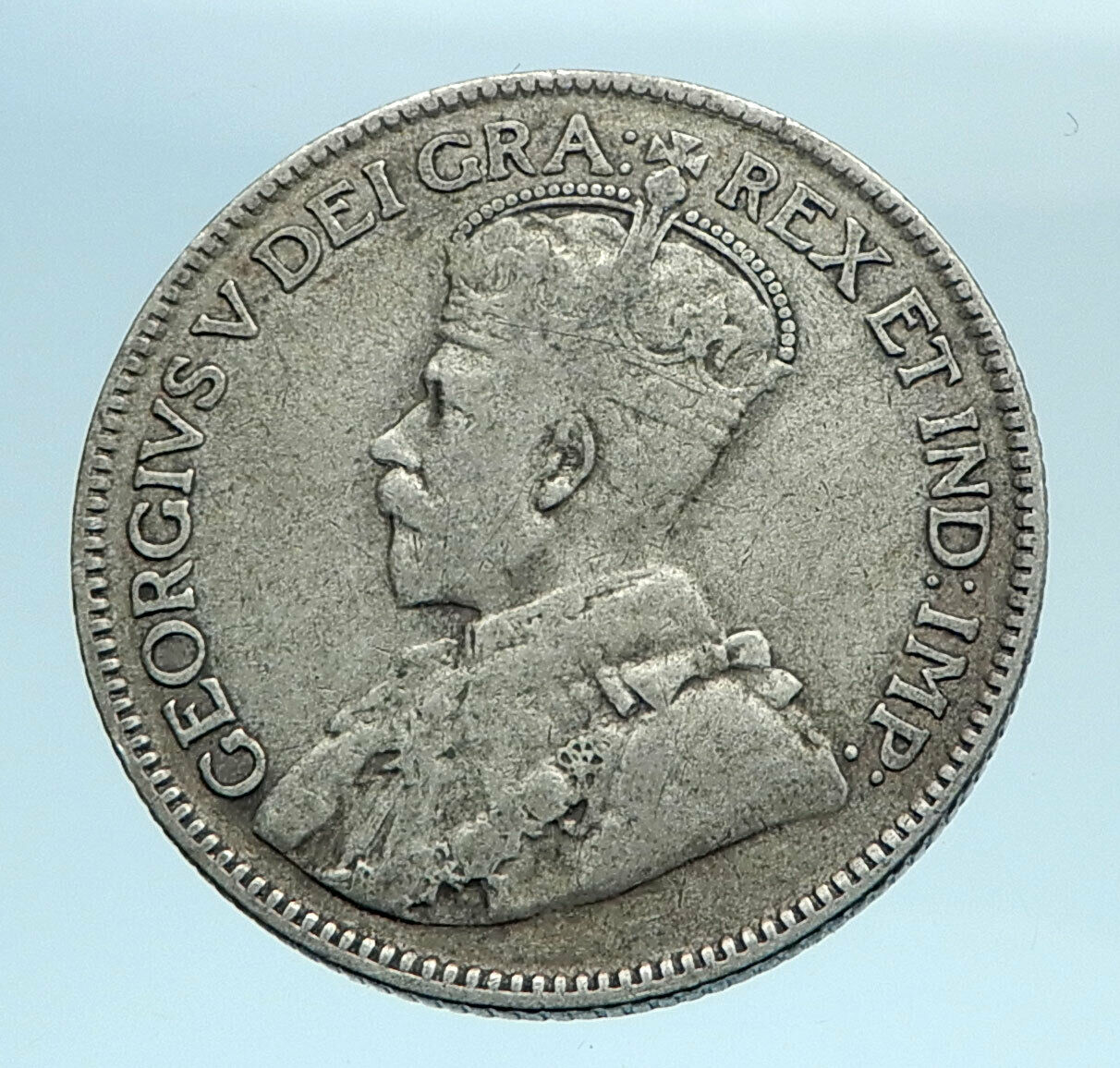 1928 CANADA UK King George V Genuine Antique Old SILVER 25 CENTS Coin i77735