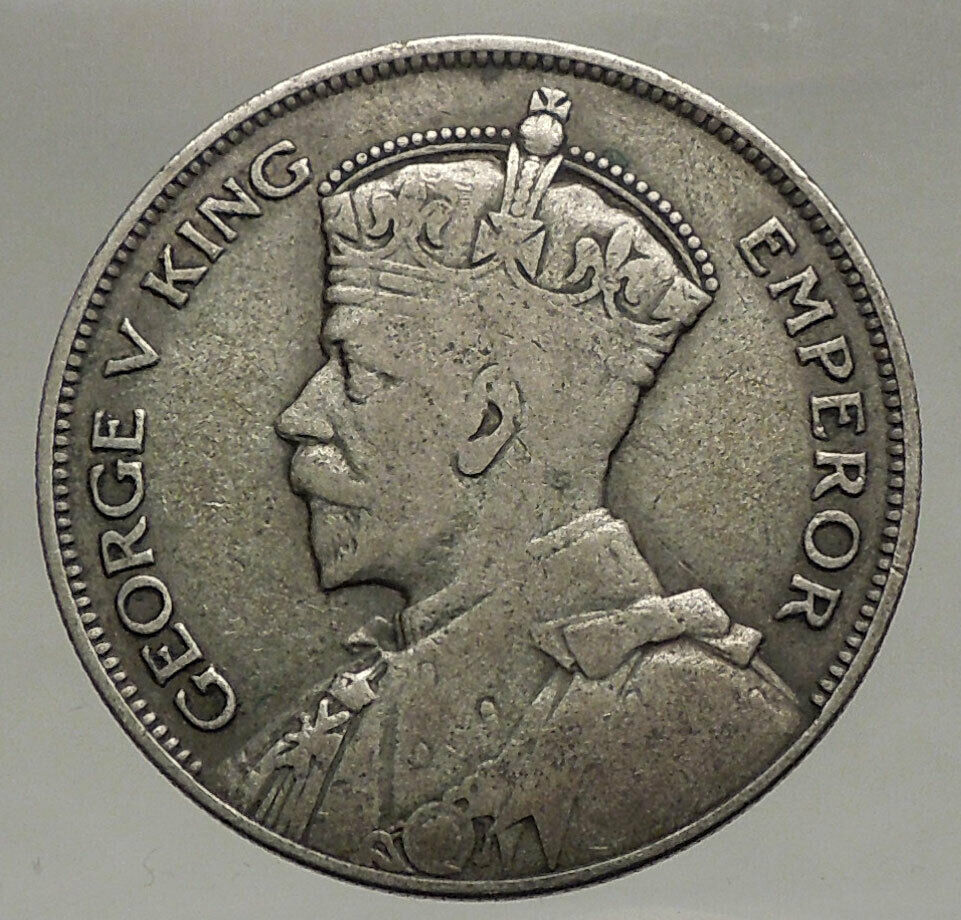 1934 NEW ZEALAND UK King George V Genuine Antique Silver Half Crown Coin i56644