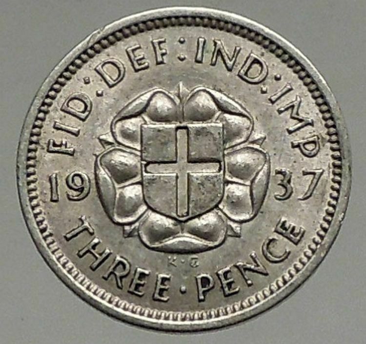 1937 UK Great Britain United Kingdom GEORGE VI Old Threepence Silver Coin i56874