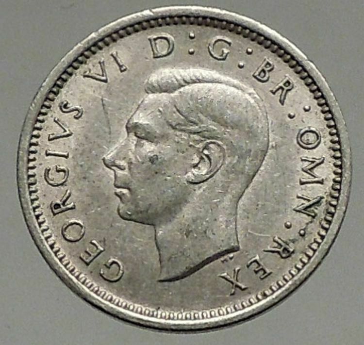 1937 UK Great Britain United Kingdom GEORGE VI Old Threepence Silver Coin i56874