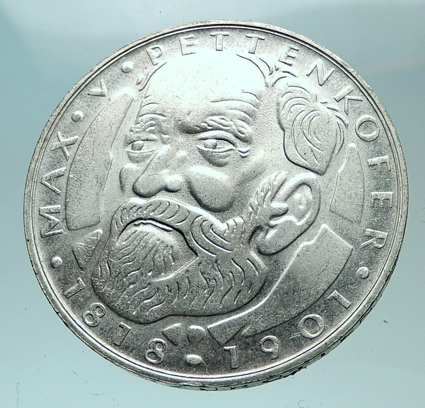 1968 GERMANY Chemist Hygienist Max Pettenkofer Genuine 5 Mark Coin i82184