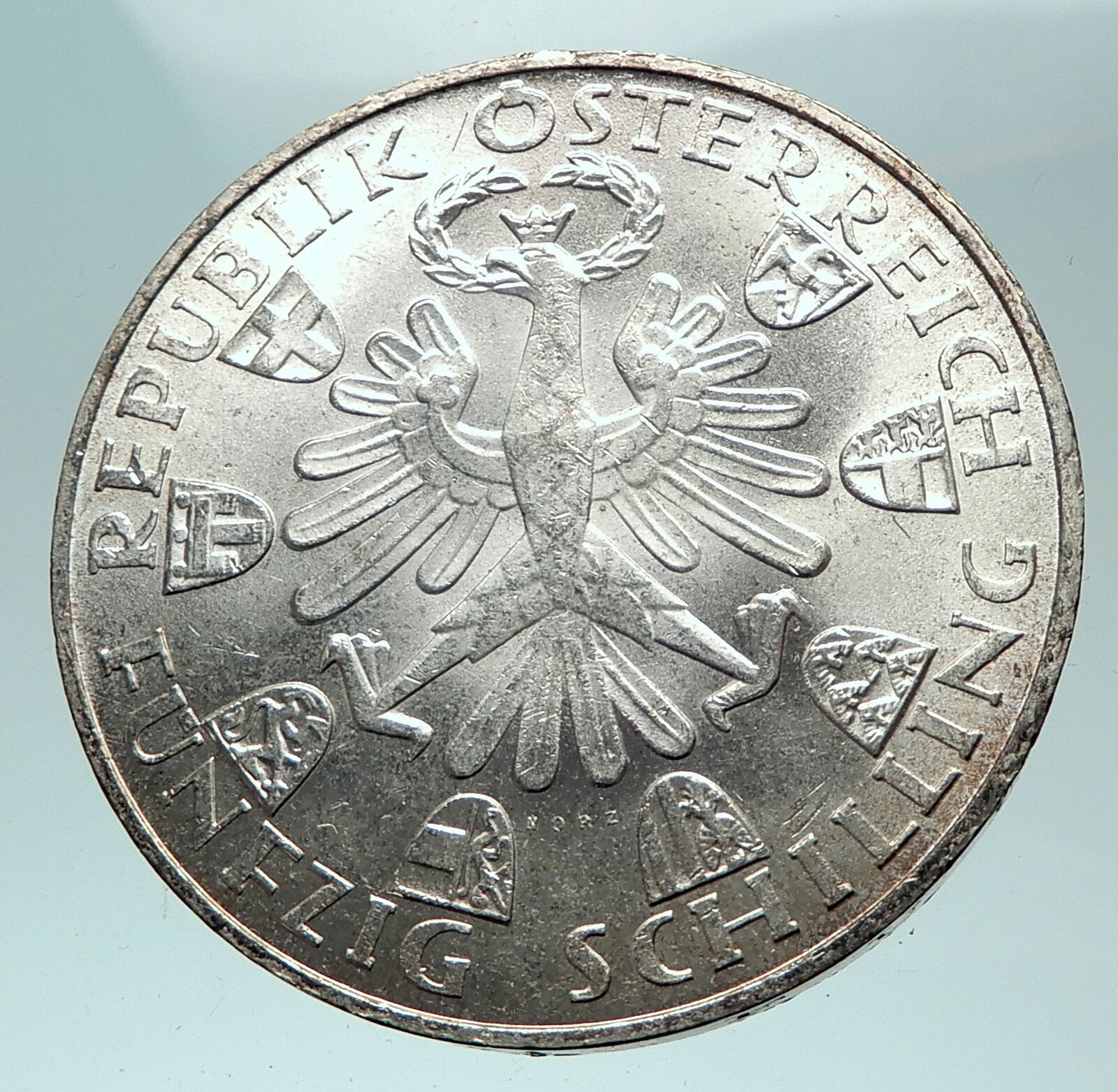 1959 AUSTRIA Tiroler Freiheit Liberation Genuine Silver 50 Shilling Coin i82188