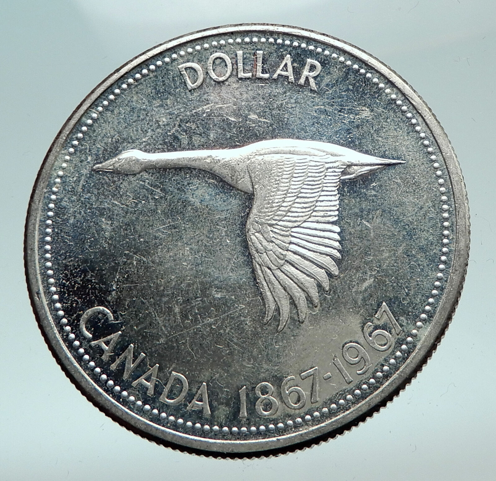 1967 CANADA CANADIAN Confederation Founding with GOOSE Silver Dollar Coin i82172