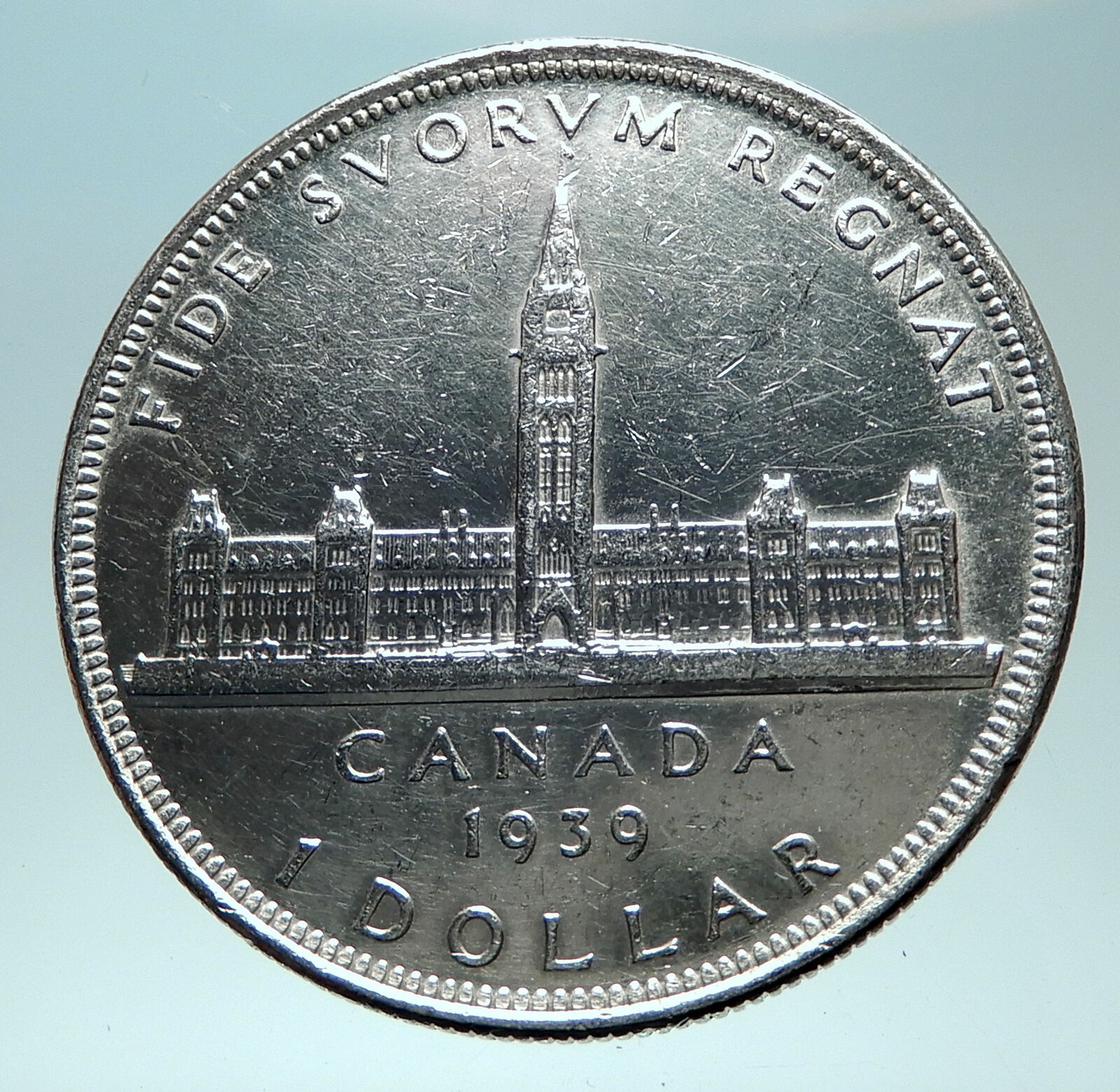 1939 CANADA Canadian Centre Block in Ottwa George VI Silver Dollar Coin i82309