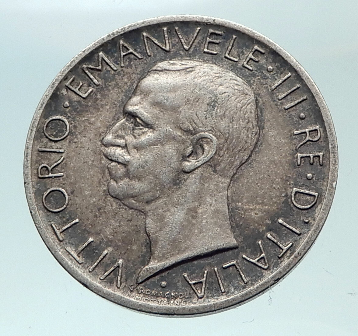 1927 ITALY King Victor Emmanuel III Silver 5 Lire Italian Coin w EAGLE i82092