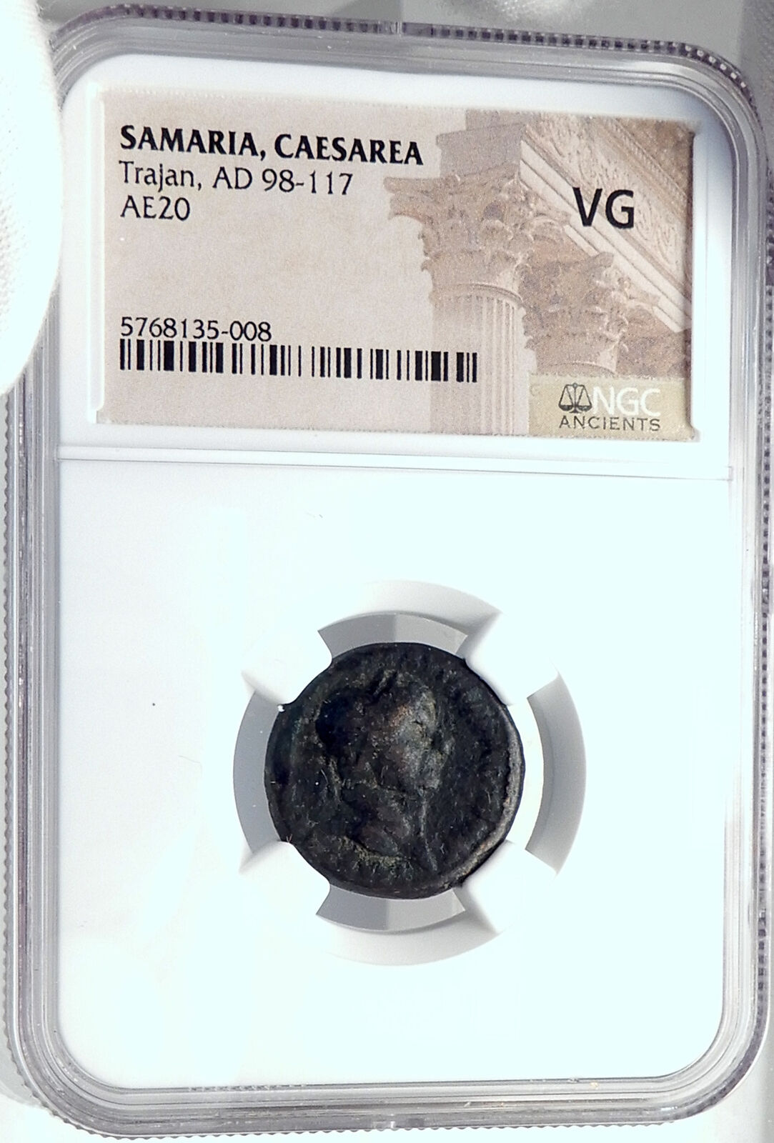 TRAJAN Ancient 115AD Caesarea Maritima Judaea Samaria Roman Coin NGC i82215