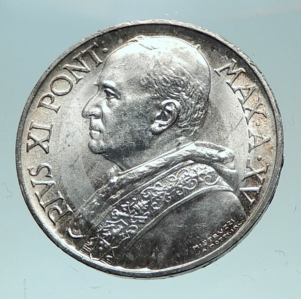 1936 VATICAN CITY Italy POPE PIUS XI Papal Genuine Italian 5 Lire Coin i82193