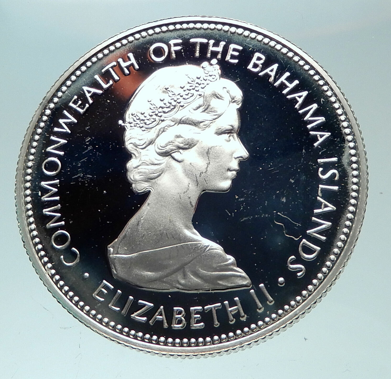 1973 BAHAMAS UK Queen Elizabeth II Marlin Proof Silver Coin 50 Cents Coin i82183