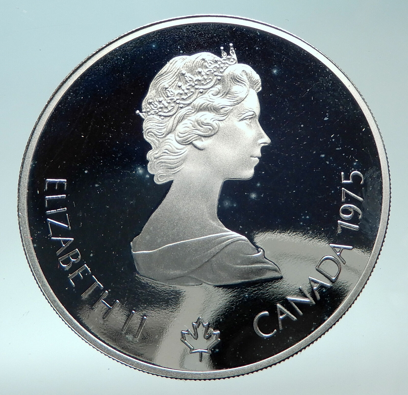 1975 CANADA Queen Elizabeth II Olympics Montreal Swimming Silver $5 Coin i82275