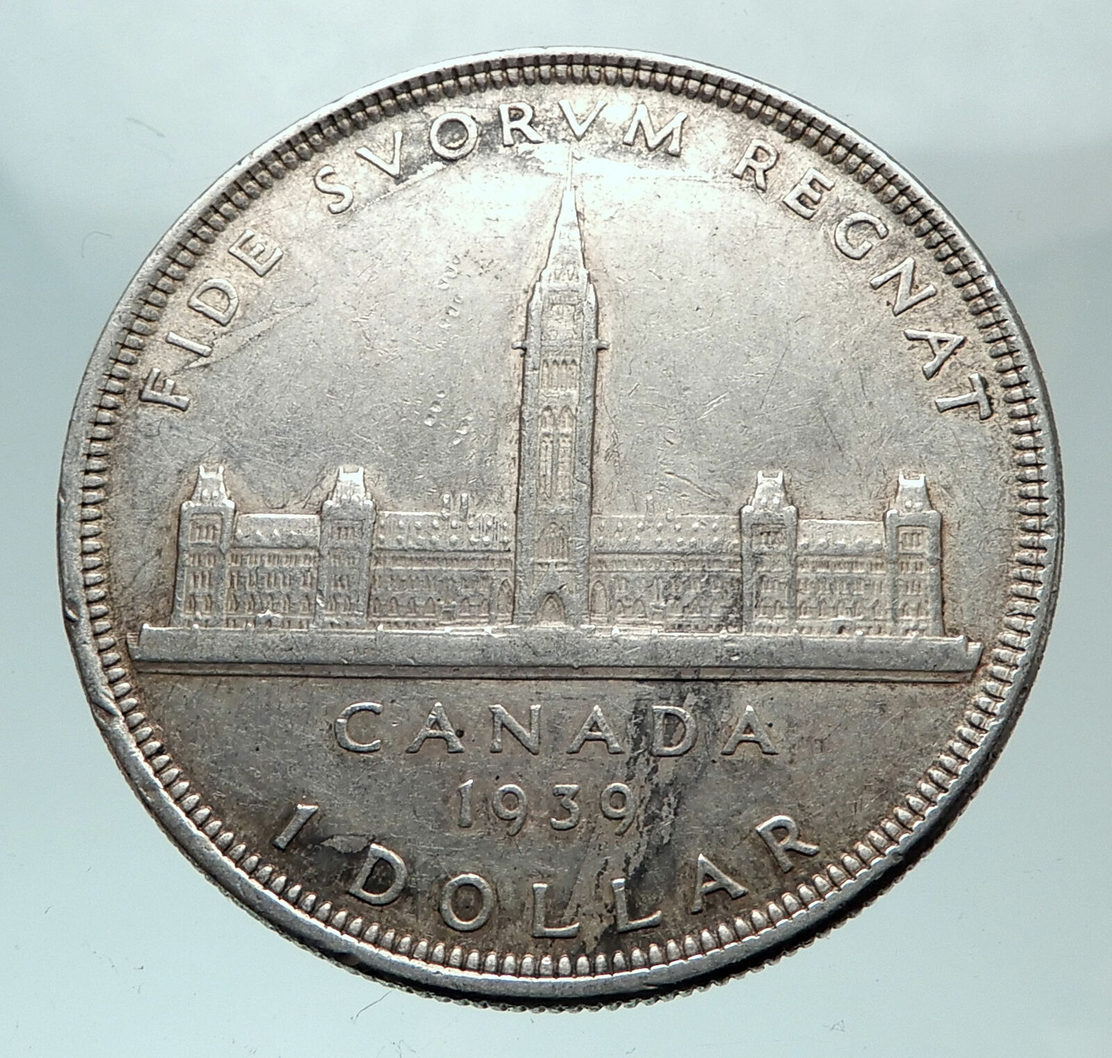 1939 CANADA Canadian Centre Block in Ottwa George VI Silver Dollar Coin i82099