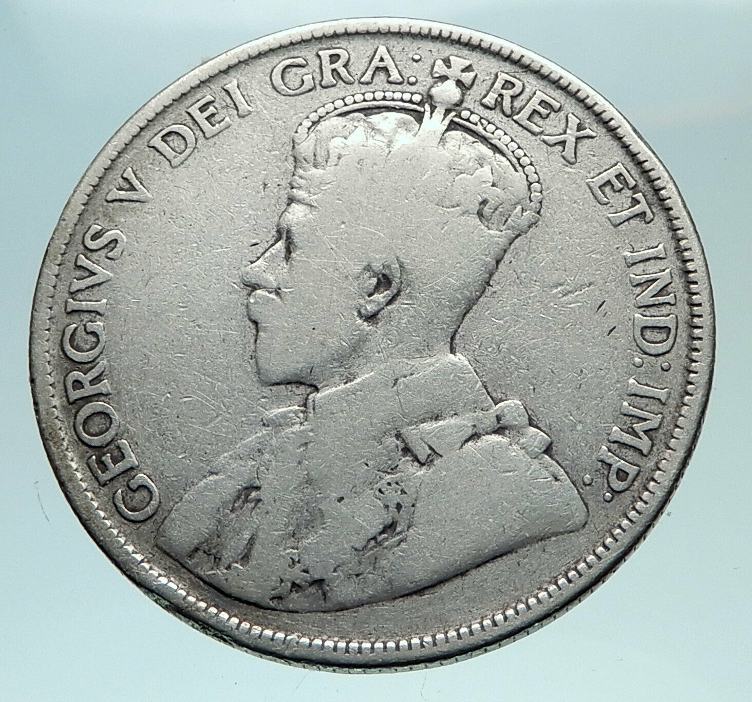 1911 CANADA Newfoundland UK King George V Genuine SILVER 50 CENTS Coin i82520