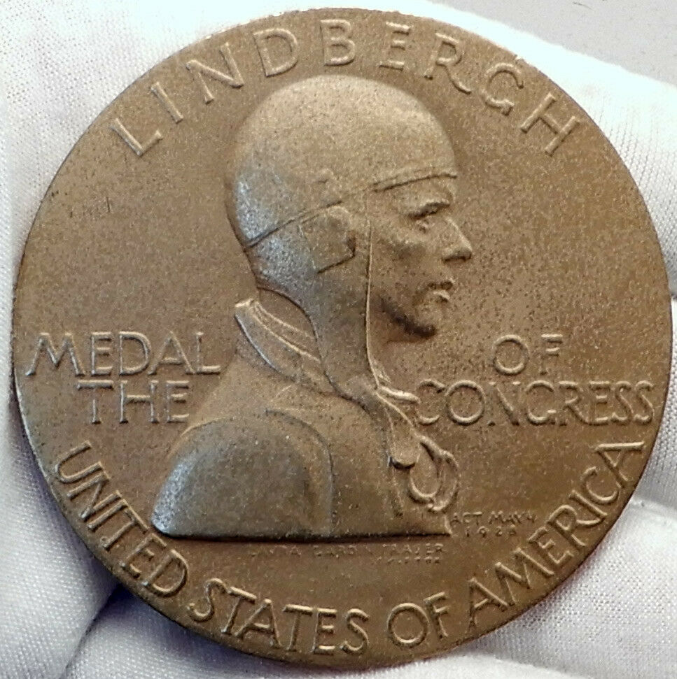 1928 USA CONGRESS Charles Lindbergh Philadelphia HUGE Eagle Pilot Medal i82320