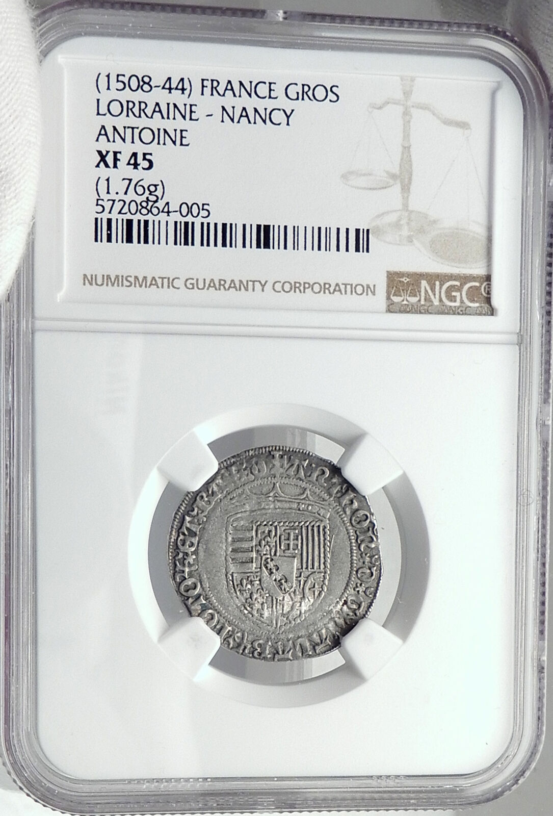 1508 FRANCE Provincial Duke Anoine of LORRAINE Antique Silver Coin NGC i82345