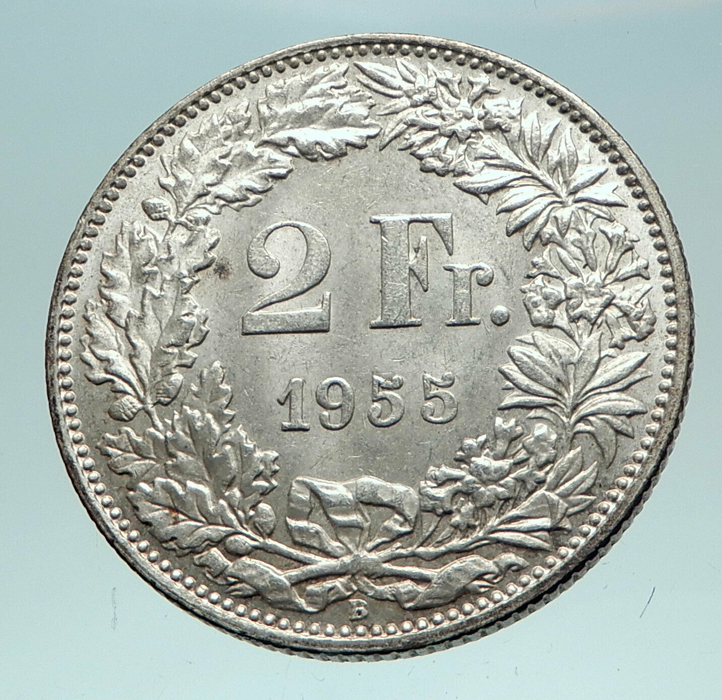 1955 SWITZERLAND - SILVER 2 Francs Coin HELVETIA Symbolizes SWISS Nation i82683