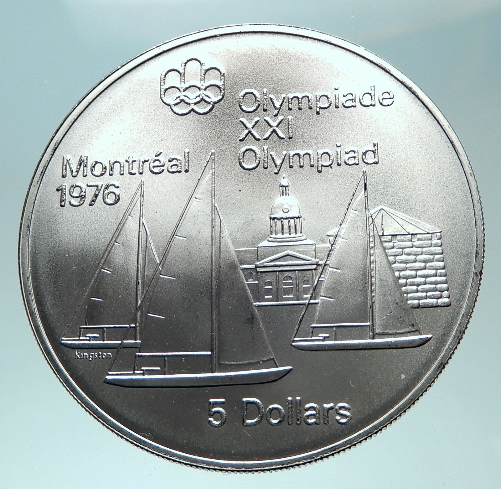 1973 CANADA Queen Elizabeth II Olympics Montreal Sailing Silver Coin i82296