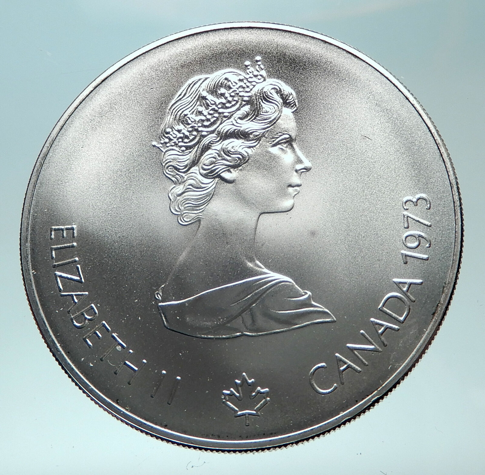 1973 CANADA Queen Elizabeth II Olympics Montreal Sailing Silver Coin i82296