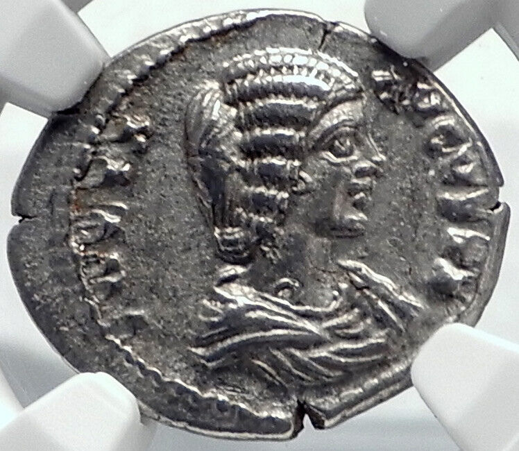 JULIA DOMNA Authentic Ancient 196AD Silver Roman Coin PUDICITIA NGC i82226