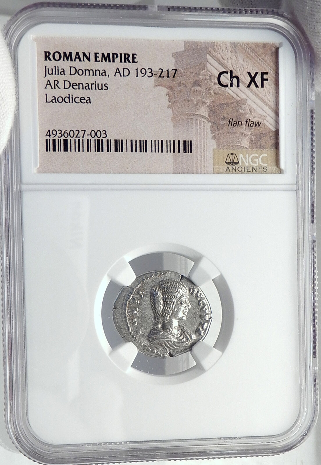 JULIA DOMNA Authentic Ancient 196AD Silver Roman Coin PUDICITIA NGC i82226