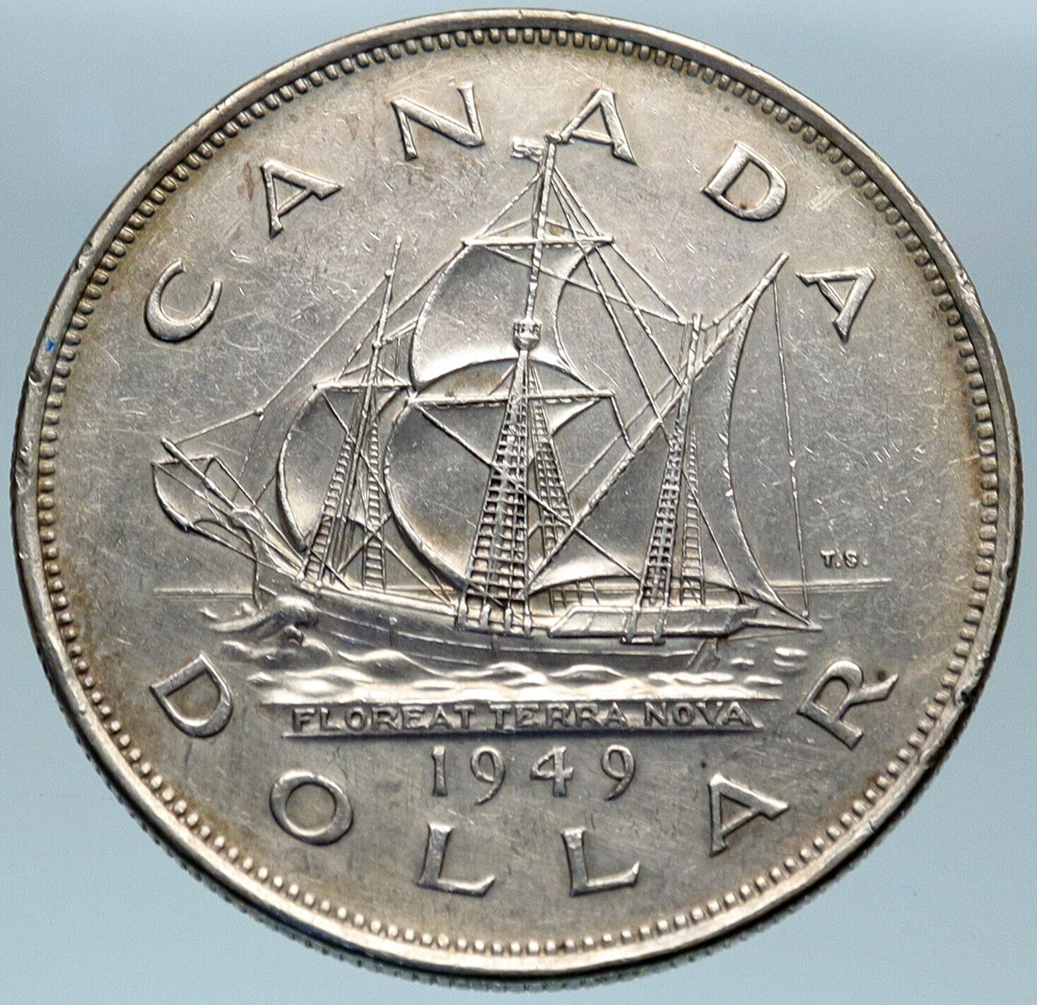 1949 CANADA UK King George VI SHIP Newfoundland OLD Silver Dollar Coin i82791