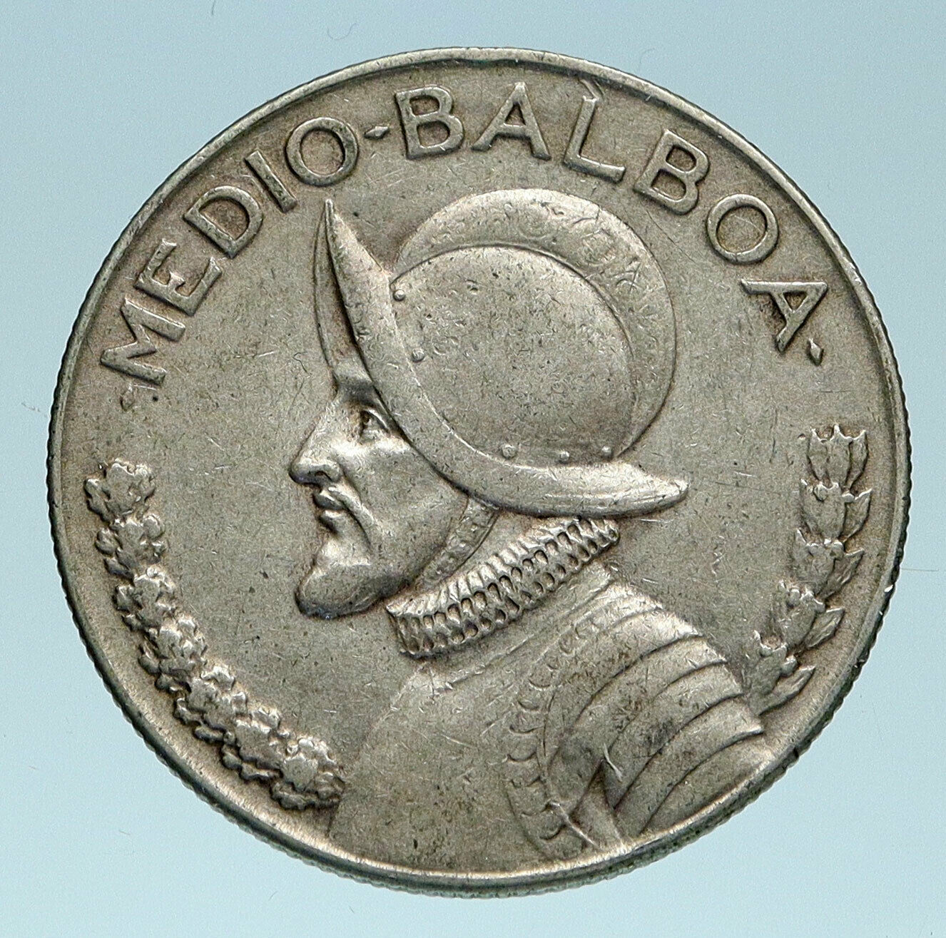 1933 PANAMA Spanish Conquistador Hero Genuine Silver 1/2 BALBOA Coin i83197
